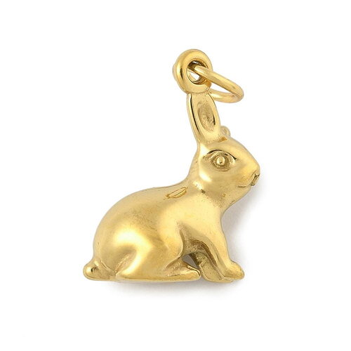 Pendentif lapin en acier inoxydable doré – lapin doré