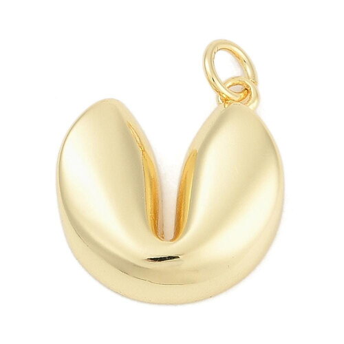 Breloque fortune cookie doré - pendentif biscuit chinois doré plaqué or 18 carats breloque fortune cookie