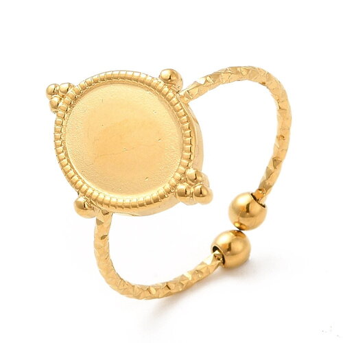 Bague réglable pour cabochon ovale 10 x 8 mm en acier inoxydable 304 doré
