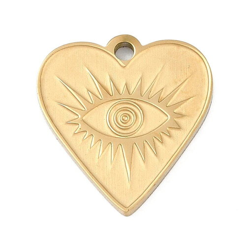 Pendentif cœur en acier inoxydable 17 mm cœur avec œil protecteur