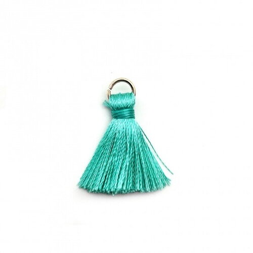 10 pompons bleu vert en coton anneaux doré pompon coton 25 mm