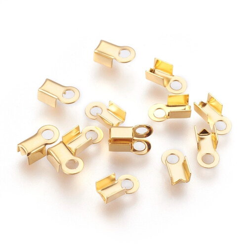 10 embouts sertissage cordon pour collier bracelet en acier inoxydable 304 doré 8 mm x 4 mm pinces lacet pour cordon de 3 mm