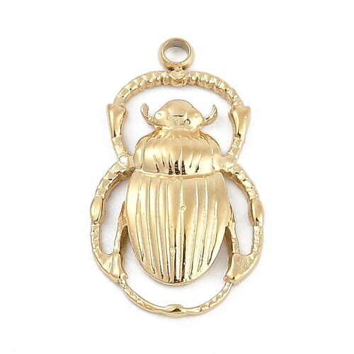 Pendentif scarabée doré acier inoxydable breloque scarabée 20 mm