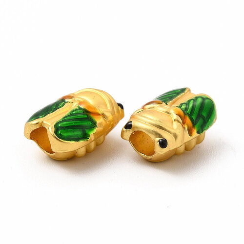 2 perles cigale dorée 13.5 mm perle avec gros trou