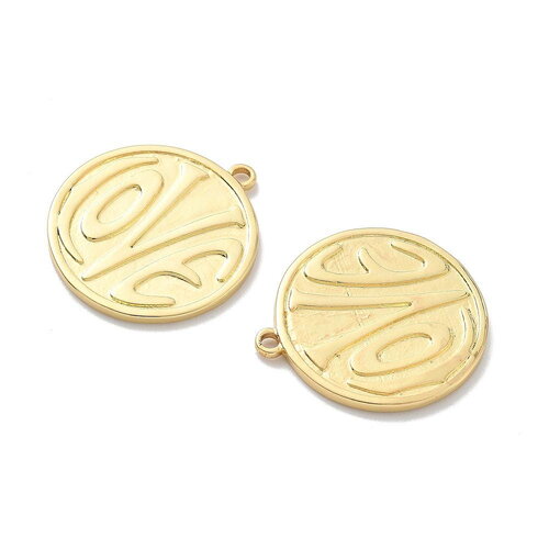 Pendentif doré love médaille ronde gravée