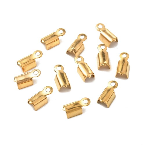 10 embouts sertissage cordon pour collier bracelet en acier inoxydable 304 doré 10 mm x 4 mm pince lacet pour cordon de 3 mm