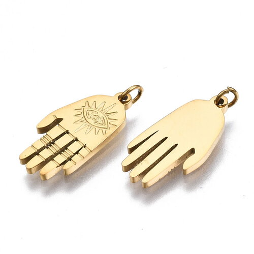 Pendentif main oeil protecteur 15 mm en acier inoxydable 304