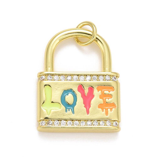 Pendentif cadenas love plaqué ou breloque cadenas 20 mm