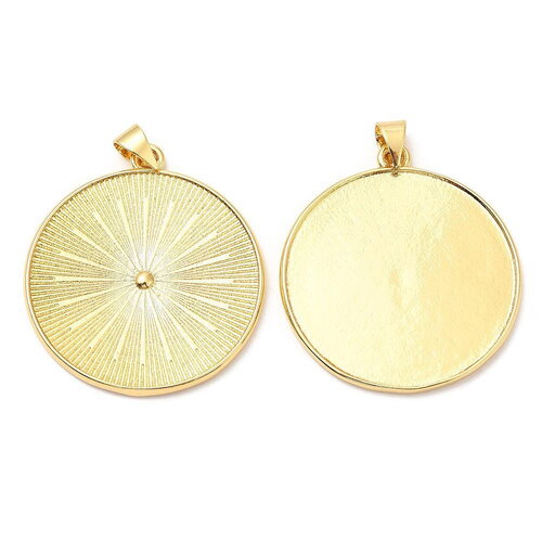 Pendentif médaillon soleil en laiton plaqué or breloque soleil doré