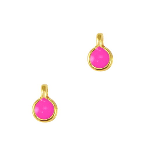 Mini breloque rond 7 mm breloque rond plaqué ou 24 carats doré émaillé