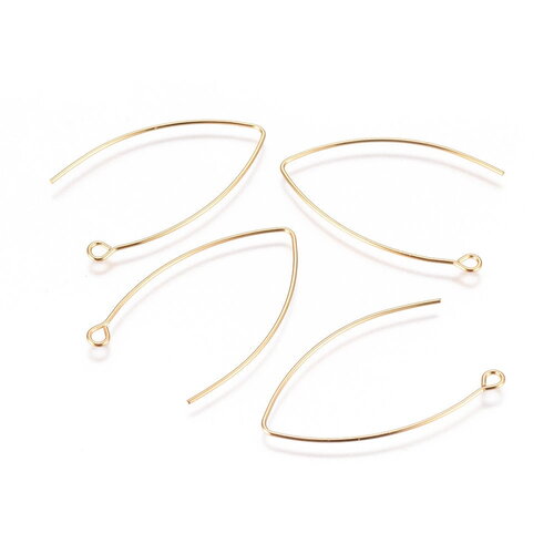 10 boucles d'oreilles en acier inoxydable doré 38 mm crochets dormeuses doré av-97