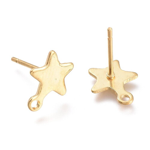 Clou d'oreille étoile en acier inoxydable 10 x 8 mm puce d'oreille doré