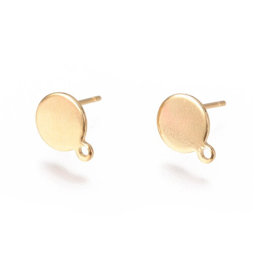 Clou d'oreille rond en acier inoxydable 8 mm puce d'oreille doré