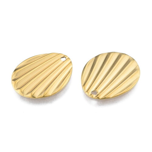 2 pendentifs coquille en acier inoxydable doré 21,5 mm pendentif texturé