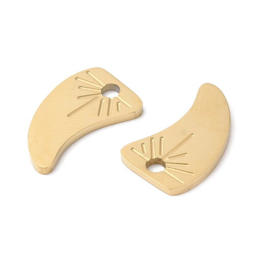 2 pendentifs corne doré en acier inoxydable 316 chirurgical 14,6 mm
