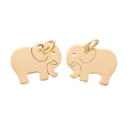 Éléphant acier inoxydable doré 11mm breloque éléphant pendentif
