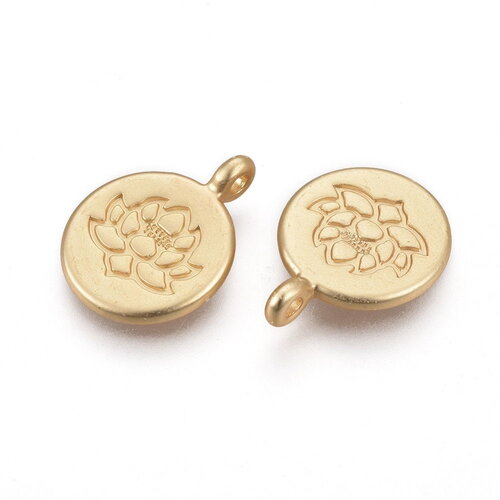 Pendentif fleur de lotus doré 20 mm plaqué or 18 carats