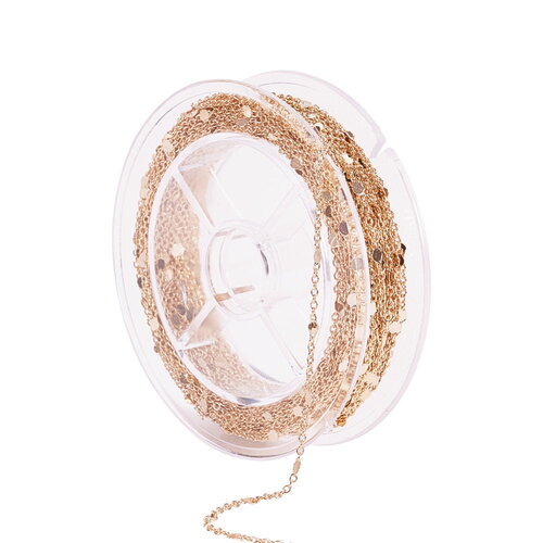 1 mètre - chaîne très fine 1,5 mm , chaîne à maillons lien rond et plat plaqué or 18 carats , chaîne doré e2-5