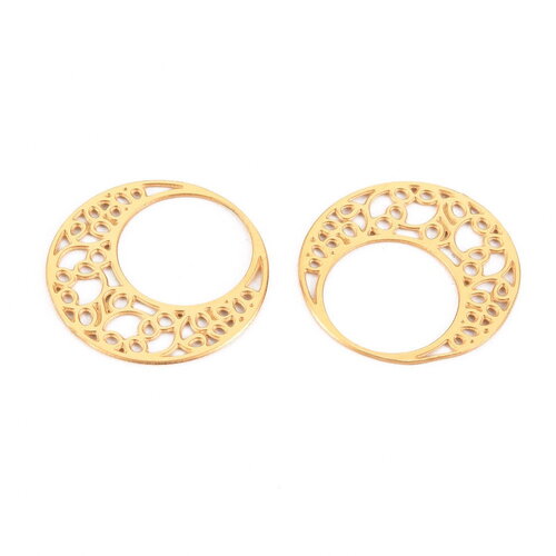 2 pendentifs rond filigrane 15 mm acier inoxydable 304 pendentif en acier doré