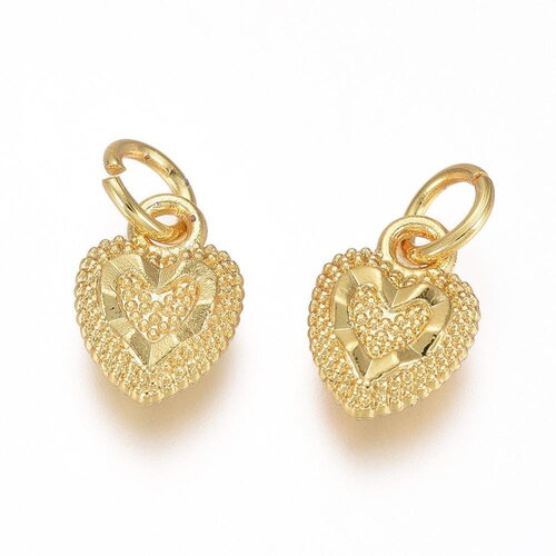 Petit breloque cœur doré en alliage doré - vendu par 5 unités