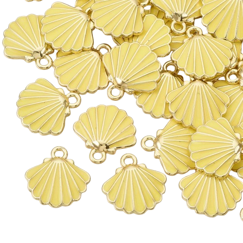 Pendentif coquillage émaillé jaune coquillage doré 13mm - unité