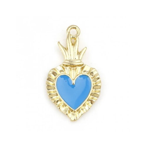2 pendentifs cœur ex voto en métal doré cœur émaillé