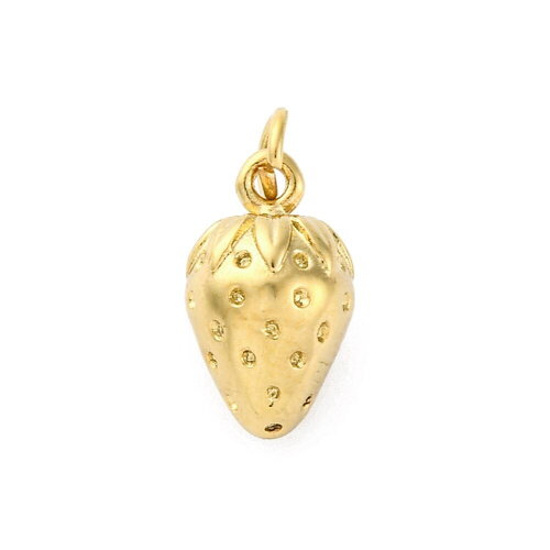 Pendentif fruit en acier inoxydable doré 14 mm breloque fruit fraise