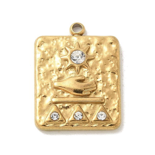 Pendentif médaille tarot 30 mm en métal doré émaillée pendentif porte bonheur crane