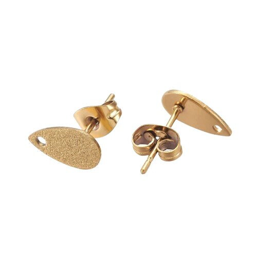 Clou d'oreille goutte doré support boucle d'oreille goutte en acier inoxydable doré 10x6 mm