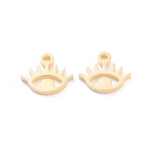 2 petit pendentif œil porte bonheur 8,5 mm en acier inoxydable breloque chance