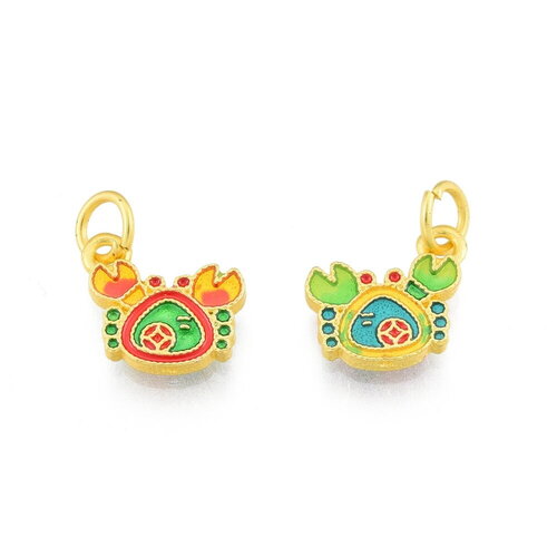 2 breloques crabe email multicolore 10,5 mm