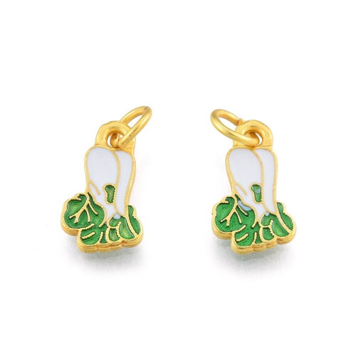 2 breloques légume chou chinois email multicolore 14 mm