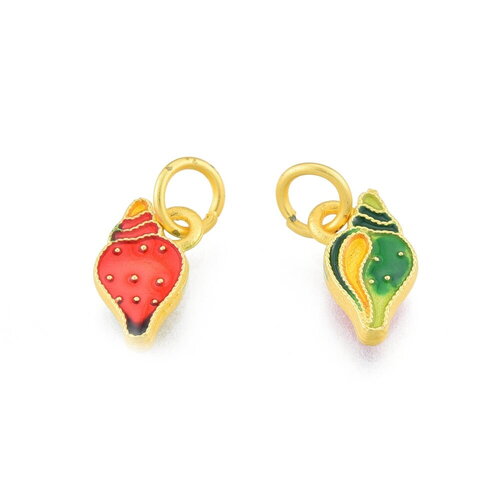 2 breloques coquillage email multicolore 11 mm