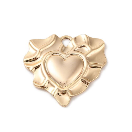 Pendentif cœur doré plaqué or 34 mm cœur doré