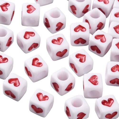 50 perles cœur doré 6,5 mm perles cœur acrylique cube