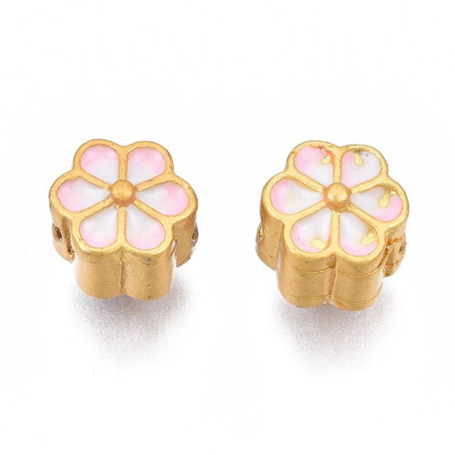 Perle fleur dorée mat 7 mm perle fleur email