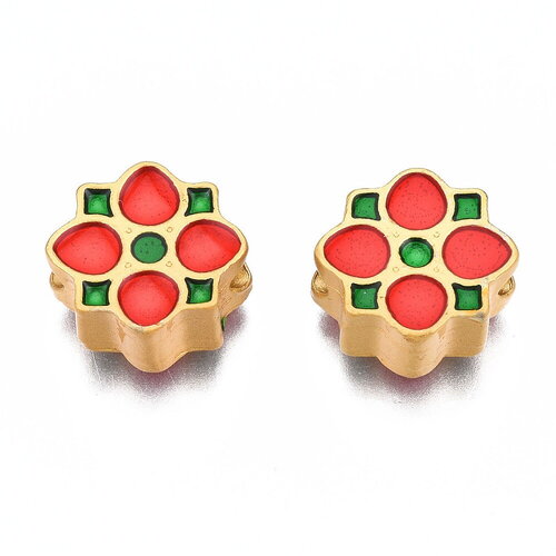 Perle fleur dorée mat 11 mm perle fleur email
