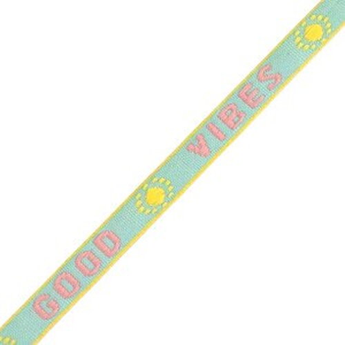 1 ruban à message tissé good vibes ruban pour bracelet 10 mm de largeur texte good vibes - 77307