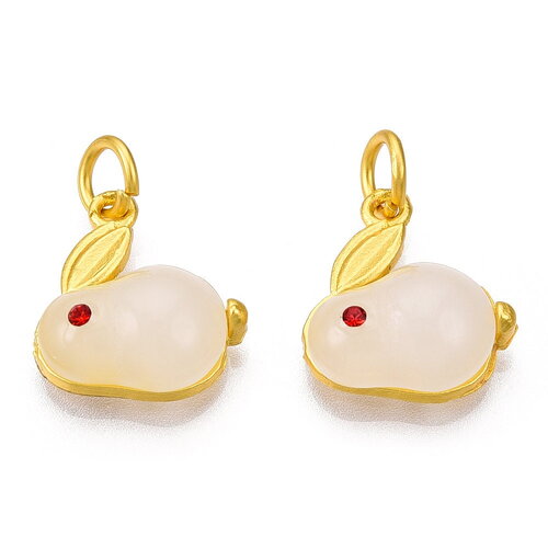 Breloque lapin porte bonheur en verre 17 mm