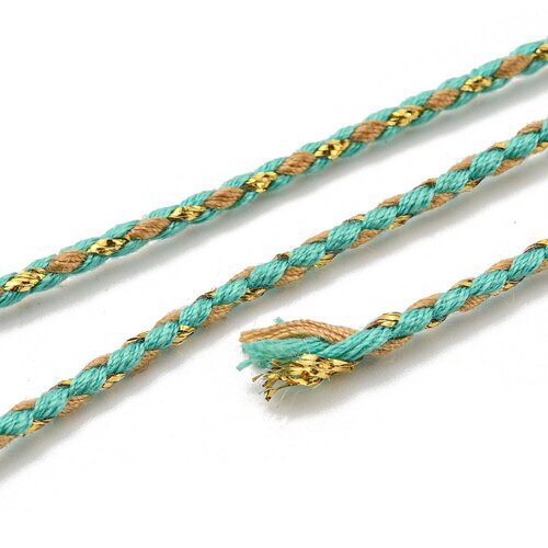 Cordon en coton tressé aigue marine fil doré 1,5 mm-2 mm cordon multicolore pour cordon bijoux en coton pour scrapbooking longueur 1 mètre