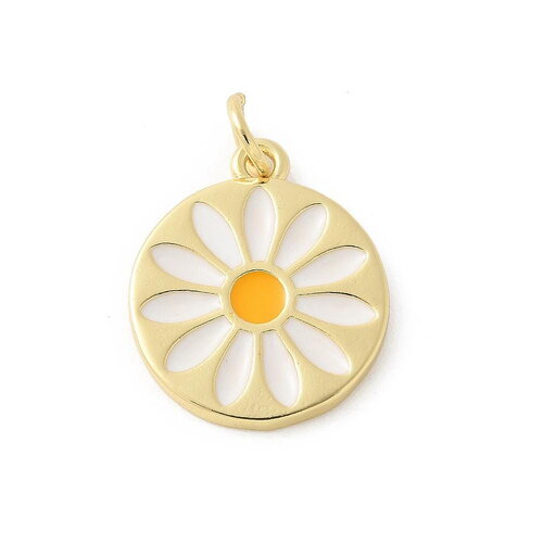 Pendentif émaillé fleur breloque fleur de marguerite