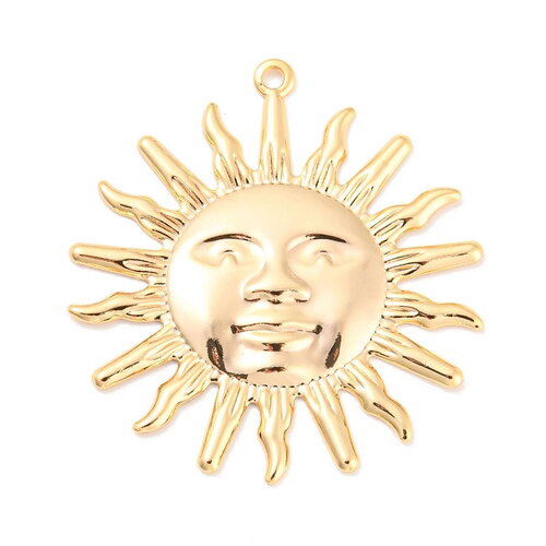 Pendentif soleil doré en laiton - symbole de lumière et de positivité