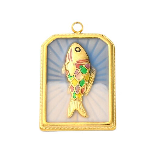 Pendentif poisson en acier inoxydable 28 mm pendentif porte bonheur