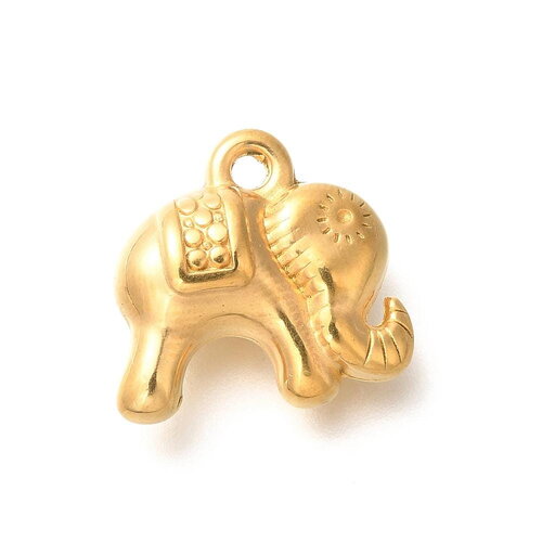 Pendentif éléphant en acier inoxydable doré 15 mm breloque éléphant
