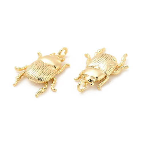 Pendentif scarabée doré plaqué or 18k breloque scarabée 17mm