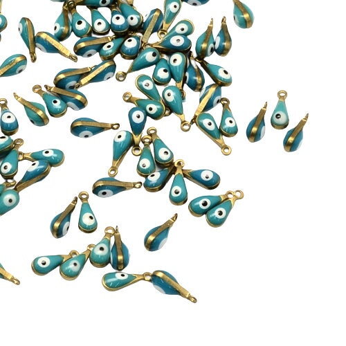 10 pendentifs goutte doré émail breloque mauvais œil en laiton doré pendentif porte bonheur 11 mm