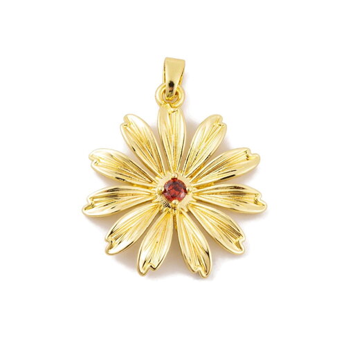Pendentif fleur doré plaqué ou breloque fleur doré