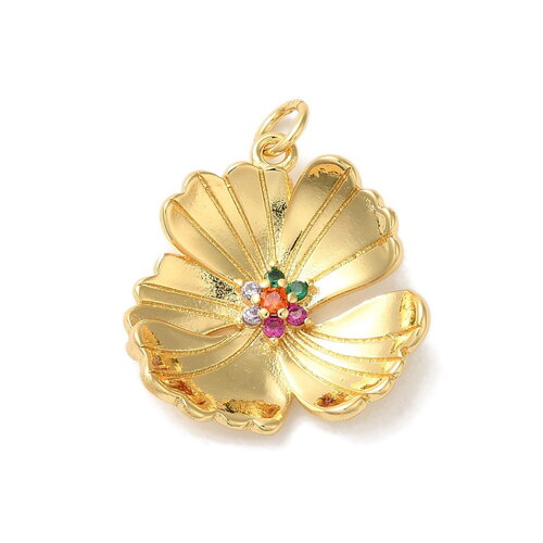 Pendentif fleur doré plaqué ou breloque fleur doré