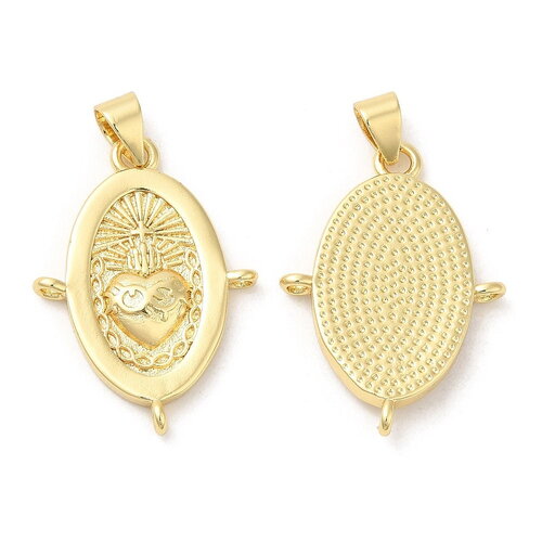 Pendentif cœur sacré 25,5 mm pendentif cœur ex voto plaqué or 18 carats