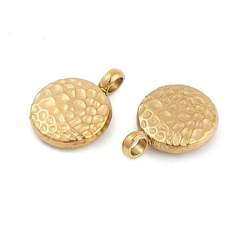 2 mini breloques ronds 10,5 mm breloque rond en acier inoxydable